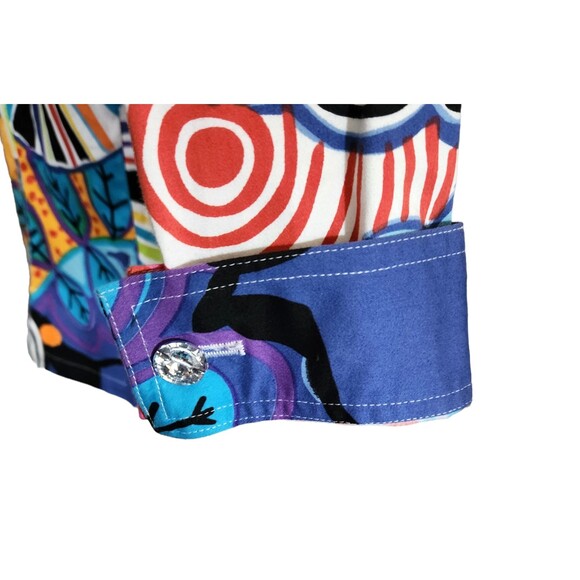 Berer Jacket Multi-Color Abstract Floral Faux Crystal Buttons Womens Size Small - Picture 5 of 11